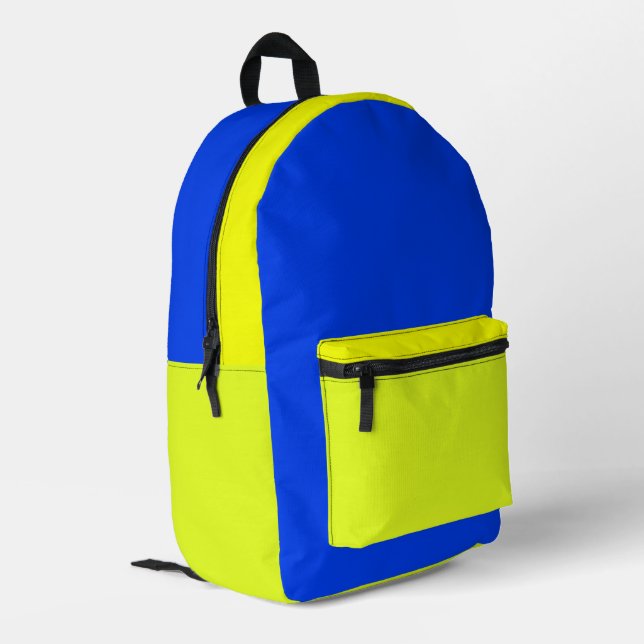 Blauer und gelber Rucksack (Rückseitige Ecke links)