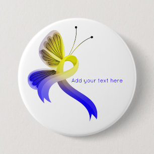 Blauer und gelber Schmetterling Button