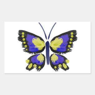 Blauer und Gelber Schmetterling Rechteckiger Aufkleber