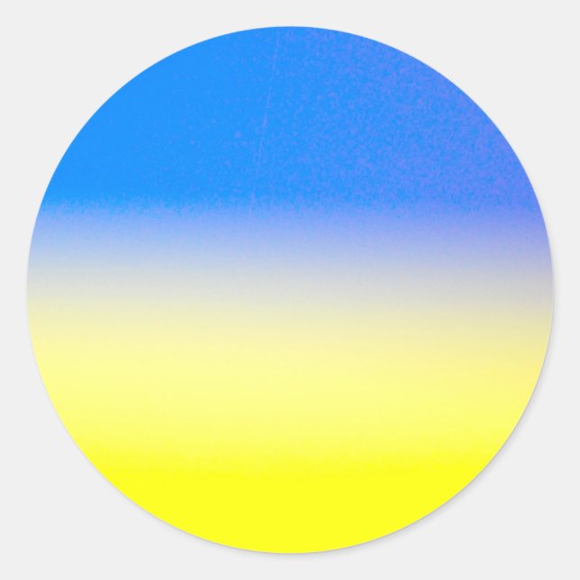 Blauer und gelber strahlender Frieden Ukraine Insp Runder Aufkleber (Vorderseite)