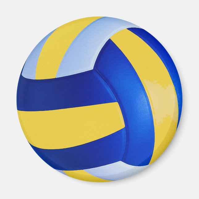 Blauer und Gelber Volleyball Magnet (Vorne)