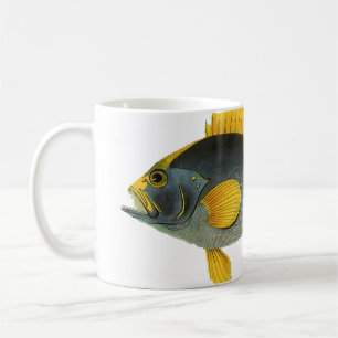 Blauer und Gelber Zackenbarsch, Vintage Meereslebe Kaffeetasse