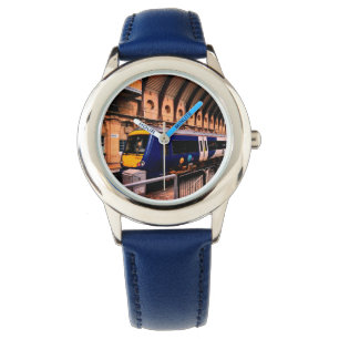 Blauer und gelber Zug Armbanduhr