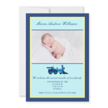 Blauer und gelber Zug Themengeburt Foto