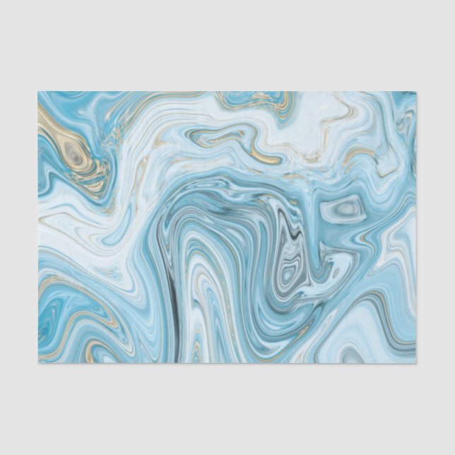 Blauer und Gold-Gatter-Muster 3 Seidenpapier (Vorderseite)