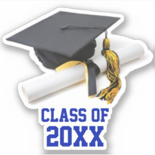 Blauer und Gold-Graduation Cap & Tassel-Klasse Aufkleber