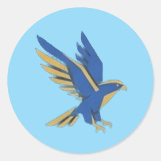 Blauer und goldener Adler-Falke-Vogel-Sticker-Entw Runder Aufkleber