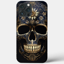 Blauer und goldener Blume Skull