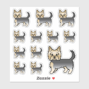 Blauer und goldener Cartoon-Hunde des Yorkshire Te Aufkleber