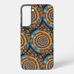 blauer und goldener fraktaler Wirbel Samsung Galaxy Hülle