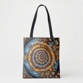 blauer und goldener fraktaler Wirbel Tasche