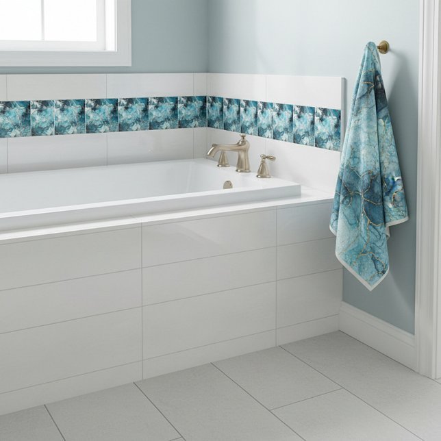 Blauer und goldener glänzender Marmor Fliese (Von Creator hochgeladen)