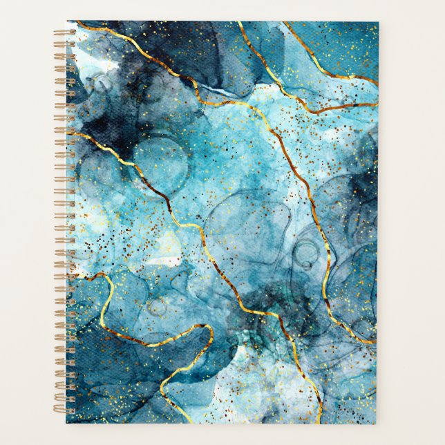Blauer und goldener glänzender Marmor Planer (Vorderseite)