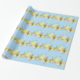 Blauer und goldener kleiner Prinz Baby Shower Geschenkpapier