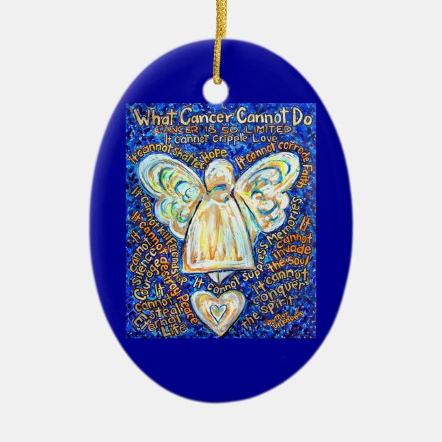 Blauer und goldener Krebsangel - Maßgeschneiderte  Keramik Ornament (Vorne)