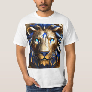 Blauer und goldener Löwenkopf, T-Shirt