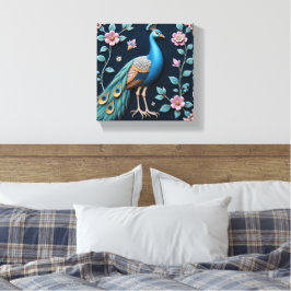 Blauer und goldener Pfau Leinwanddruck