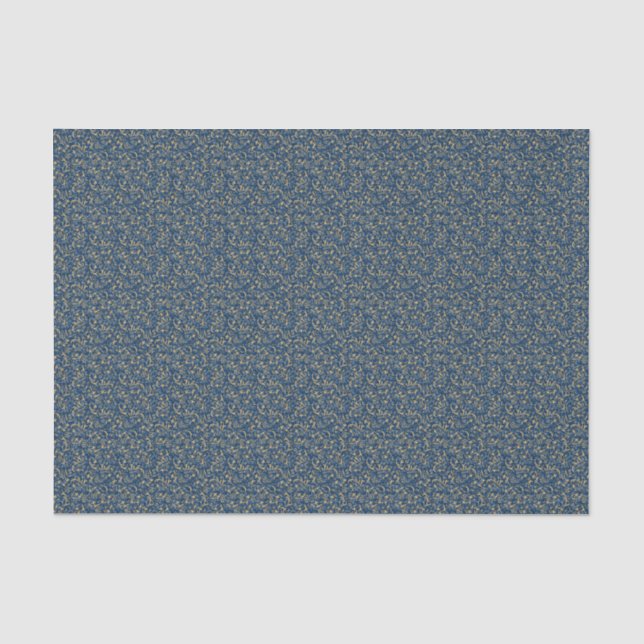 Blauer und goldener Ton Barock Geblüht Dekoupage Seidenpapier (Vorderseite)