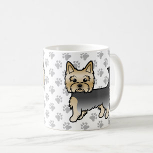 Blauer und goldener Yorkshire-Terrier-Cartoon-Hund Kaffeetasse