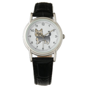 Blauer und goldener Yorkshire Terrier Yorkie Carto Armbanduhr