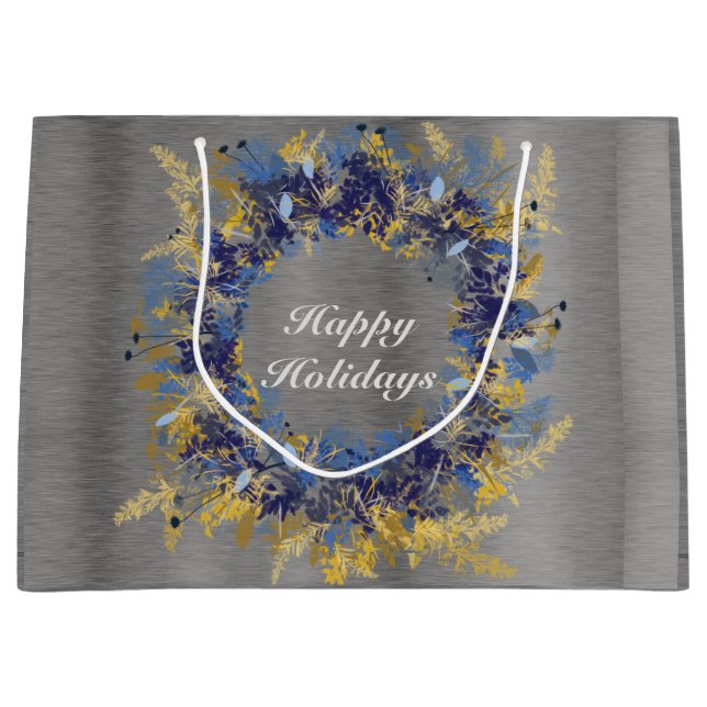 Blauer und goldfarbener Kraut Große Geschenktüte (Vorderseite)