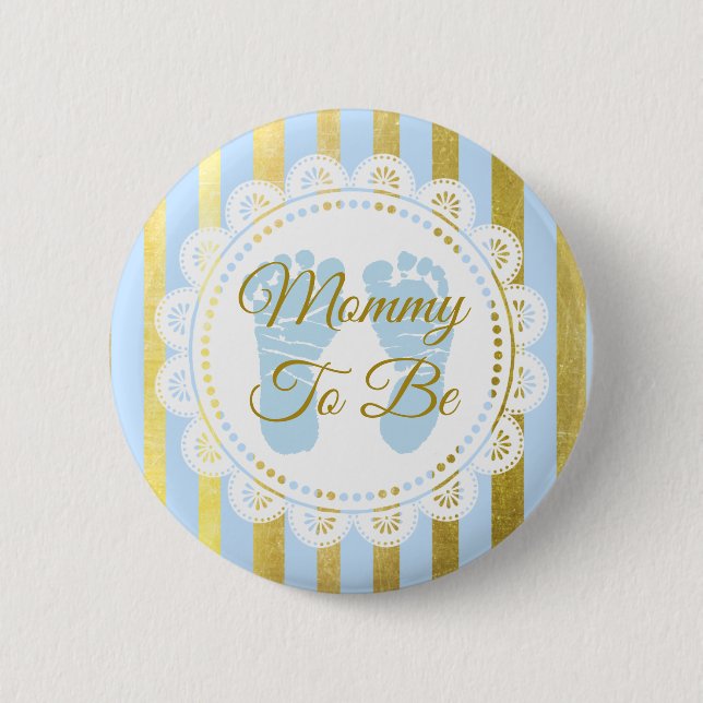 Blauer und goldgestreifter Mommy zum Button (Vorderseite)