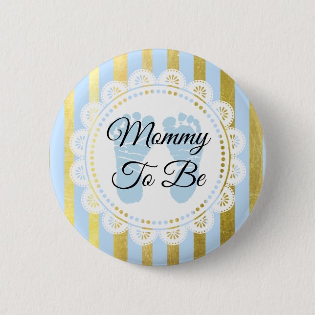Blauer und goldgestreifter Mommy zum Button (Vorderseite)