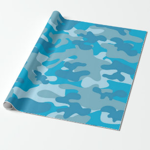 Blauer und grauer Camouflage-Entwurf Geschenkpapier