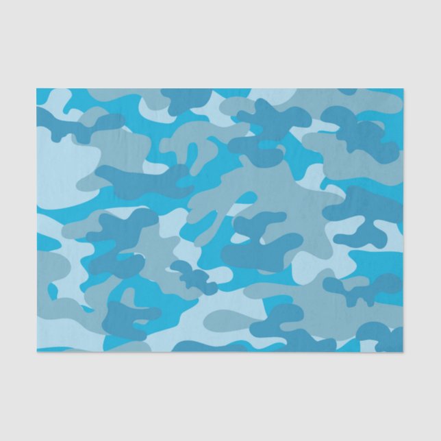 Blauer und grauer Camouflage-Entwurf Seidenpapier (Vorderseite)