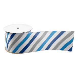 Blauer und grauer Streifen Satinband