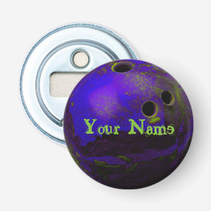 Blauer und grüner Bowlingball Flaschenöffner