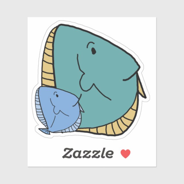 Blauer und grüner Fisch Aufkleber (Blatt)