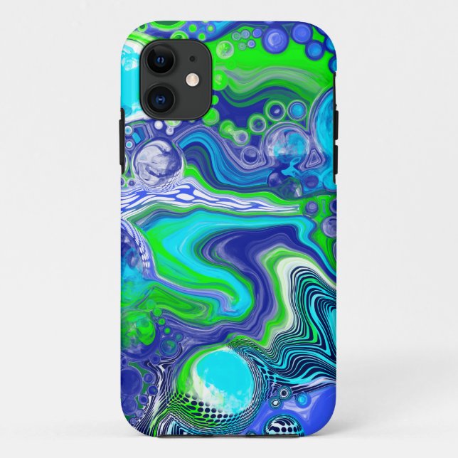 Blauer und grüner Flüssigkeits-Kunstdruckeffekt Case-Mate iPhone Hülle (Rückseite)