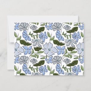 Blauer und grüner handgezeichneter Blumenblock-Dru Postkarte