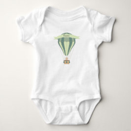 Blauer und grüner Heißluftballon personalisiert Baby Strampler