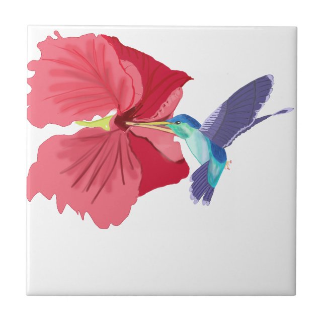 Blauer und grüner Kolibri Fliese (Vorderseite)