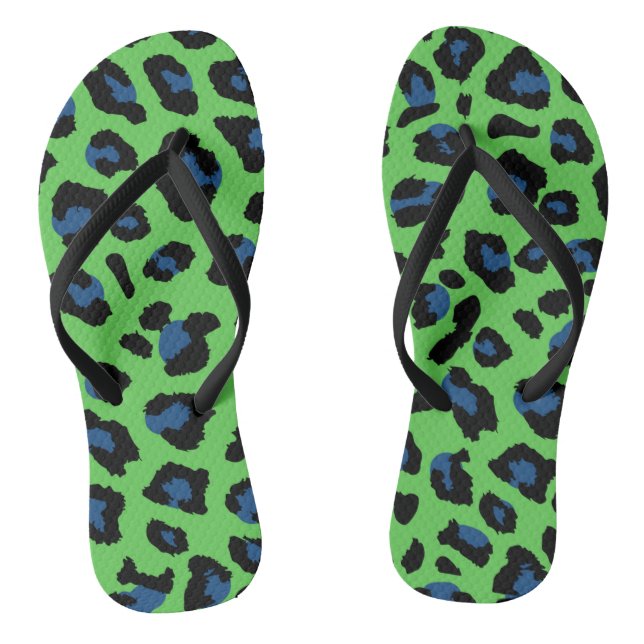 Blauer und grüner Leopard Flip Flops (Fußbett)