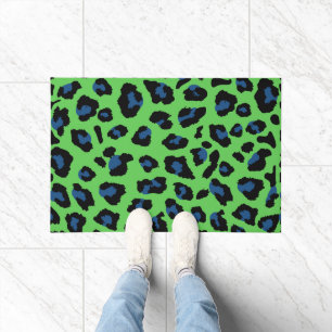 Blauer und grüner Leopard Fußmatte