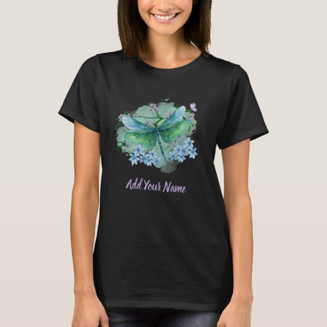 Blauer und grüner Libellen T-Shirt (Vorderseite)