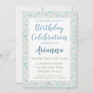 Blauer und grüner Pastell Einladung