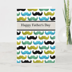 Blauer und grüner Schnurrbart Happy Father's Day C Karte
