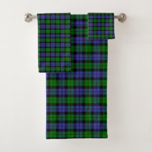 Blauer und grüner Schottischer Tartan Badhandtuch Set