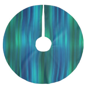 Blauer und grüner Streifen Polyester Weihnachtsbaumdecke