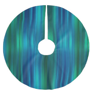 Blauer und grüner Streifen Polyester Weihnachtsbaumdecke