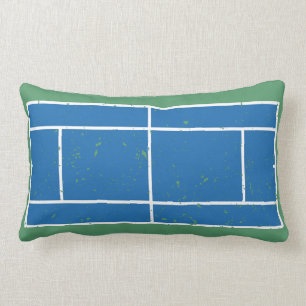 Blauer und grüner Tennisplatz gestört Lendenkissen