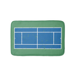 Blauer und grüner Tennisplatz stört Stil Badematte