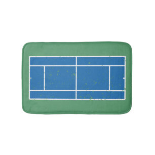 Blauer und grüner Tennisplatz stört Stil Badematte