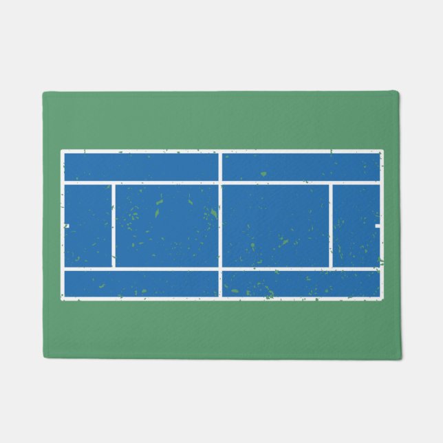 Blauer und grüner Tennisplatz stört Stil Fußmatte (Vorderseite)