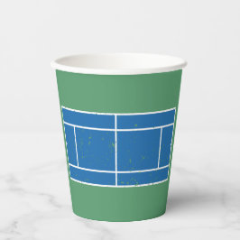 Blauer und grüner Tennisplatz stört Stil Pappbecher
