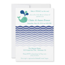 Blauer und grüner Whale Baby Dusche